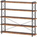HCHQHS Large Bookshelf, 5-Tier Long Industrial Bookcase, Rustic Brown Book Shelf by HCHQHS