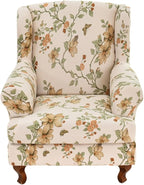 HAOYONG Wing Chair Slipcovers Stretch Wingback Chair Covers Printed 2 Pieces by HAOYONG