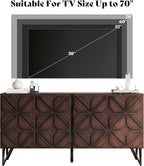 AMERLIFE 63” Solid Acacia Wood Sideboard Buffet Cabinet, Hand-Carved Geometric - Image 6
