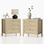 EYYTHUNG 3 Drawer Nightstand Set of 2, Farmhouse Large Bedside End Table by EYYTHUNG
