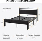SHA CERLIN 14 Inch Queen Size Metal Platform Bed Frame - Image 2