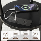 Round Side Table with Power Outlet & USB Ports, 3-Tier End Table with Storage - Image 7