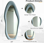 Honyee Full Length Mirror, Flannel Wrapped Wooden Frame Full Body Mirror - Image 5