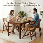 Furlide Rattan Folding Chairs, Modern Mid Century Dining Chairs Set of 2 - Image 6