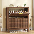 YOMILUVE Shoe Cabinet Storage for Entryway, Fluted Shoe Cabinet - Image 3