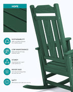 SERWALL HDPE Outdoor Rocking Chair Set of 2, Patio Rocking Chairs Set, Rocking - Image 7
