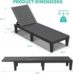 Outdoor Chaise Lounge Chairs Set of 4, 5-Position Adjustable Tanning Lounge - Image 2