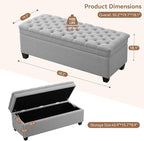 WUTUTUEE 51" Fabric Storage Ottoman Bench, Upholstered Rectangle End of Bed - Image 2