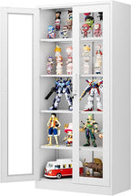 PEUKC Display Cabinet with Glass Doors, 71 Inches Metal Display Case with 4 - Image 4
