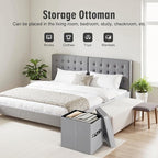 Ottoman with Storage, Ottoman Foot Rest Stool with Handles & Side Pocket. - Image 4