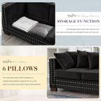 60.5"W Loveseat Sofa, Velvet Mid Century Modern Couch - Image 5