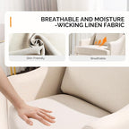 VINGLI Linen Fabric Accent Chairs Set of 2, Comfy Sofa Chair Living Room - Image 5