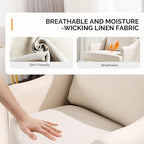 VINGLI Linen Fabric Accent Chair Beige, Modern Upholstered Armchair, Comfy Sofa - Image 6