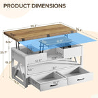 Memobarco 40" Lift Top Coffee Table, 4 in 1 Multi-Function Lift Coffee Tables - Image 2