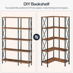 HOOBRO Corner Bookshelf, 5-Tier L-Shaped Bookcase, Industrial Open Display - Image 5