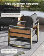 Aoxun Aluminum Patio Furniture Set, 4 Piece Luxury Outdoor Sectional - Image 4