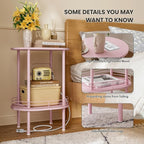 DGSANDGO Pink Side Table with Charging Station, Side Tables Living Room - Image 4