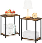 Furinno Simplistic Metal Frame End Table, Amber Pine by Furinno-FitsYourSpaceFitsYourBudget