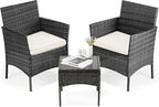 DUMOS 3 Piece Patio Furniture Set, All-Weather Outdoor Wicker Chairs by DumosLifestyle