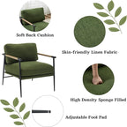 Ya-Home Mid-Century Accent Chair Set of 2, Soft Armchair Linen Fabric Lounge - Image 4