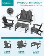 SERWALL 5 Pieces HDPE Patio Adirondack Chair Set, 2 Adirondack Chair - Image 2