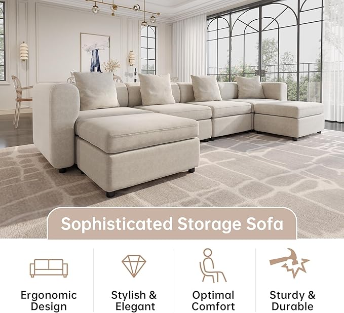 Guyii Velvet Sectional Sofa, Oversized 4-Seater L-Shaped Convertible Couch - Image 6