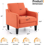 VINGLI Burnt Orange Mid Century Modern Accent Chair - Image 2