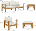 Christopher Knight Home Kayahs 4 Pieces Acacia Wood Furniture Set, Patio - Image 3