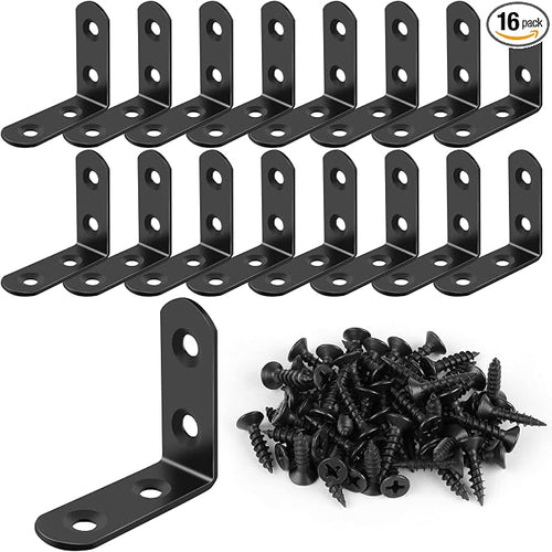 16 Pcs L Bracket Stainless Steel Corner Brace Sets, 90 Degree Right Angle by Romeda