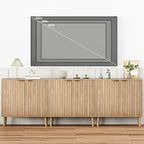 Vrullu Fluted Storage Cabinet, Free Standing Buffet, Wood Sideboard, Dining Room - Image 3