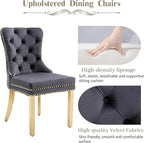 KCC Velvet Dining Chairs Set of 4, Upholstered High-end Tufted Dining Chair - Image 4