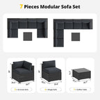 Aoxun 7 Piece Patio Furniture Set, Outdoor Sectional Sofas - Image 7