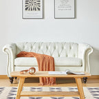 Mid-Century 2 Seater Sofa, Faux Leather Loveseat by YUCHIATHSoulFurniture