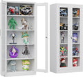 Metal Storage Cabinet with Lock and Glass Doors, Locking Curio Cabinets with 5 by SISESOL