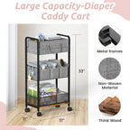 LIDTOP 2In1 Baby Diaper Caddy & 3-Tier Rolling Diaper Cart, Diaper Caddy - Image 2