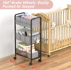LIDTOP 2In1 Baby Diaper Caddy & 3-Tier Rolling Diaper Cart, Diaper Caddy - Image 7