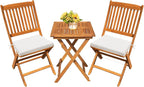 Devoko Outdoor 3 Piece Folding Patio Bistro Set Acacia Wood Bistro Table and by DEVOKO