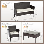 FDW | 4-Piece Patio Furniture Set | Brown | Outdoor Wicker Furniture - Image 7