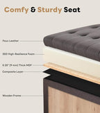 Tbfit Large Square Storage Ottoman Bench, Tufted Upholstered Coffee Table - Image 5
