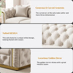 Luxury Chesterfield Sofa Set of 2, Velvet Tufted Couch Victorian Black and Gold - Image 4