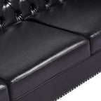 LEVNARY Chesterfield Loveseat Leather, Upholstered Sofa - Image 5
