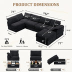 Upgrade Boneless Couch with Storage, Extra Deep&High Seat Modular Sectional - Image 3