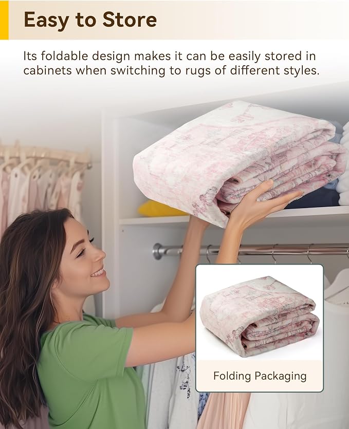 RELEANY Area Rugs Square 6ft Washable Non-Slip, Floral Vintage Distress Print - Image 4