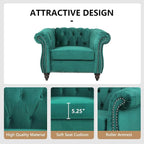 Living Room Chair, Modern Velvet Chesterfield Sofa Chair, Mid Century Single - Image 7