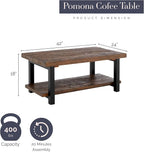 Pomona 42-Inch Rectangular Solid Wood Coffee Table - Image 2