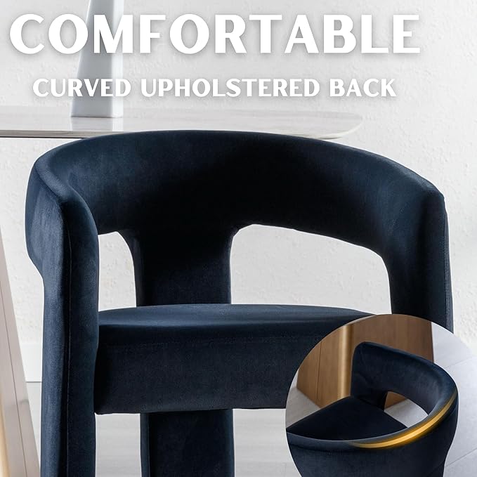 RIVOVA Modern Barrel Dining Chairs Set of 5, Velvet Upholstered Accent Side - Image 4