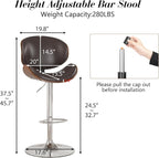 KCC Bar Stools Set of 3, Swivel Adjustable Height Barstools, PU Leather - Image 2