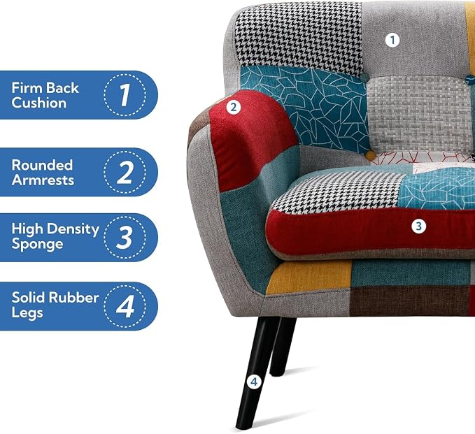 Bonzy Home Modern Colorful 2 Piece Coroful Fabric Sofa Set, Included Accent - Image 4