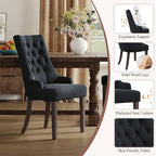 COLAMY Fabric Side Dining Chairs Set of 4, Wingback Upholstered Dining Room - Image 4