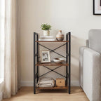 Tangkula 3-Tier Industrial Bookshelf, 16.5" Width Wooden Open Bookcase - Image 6